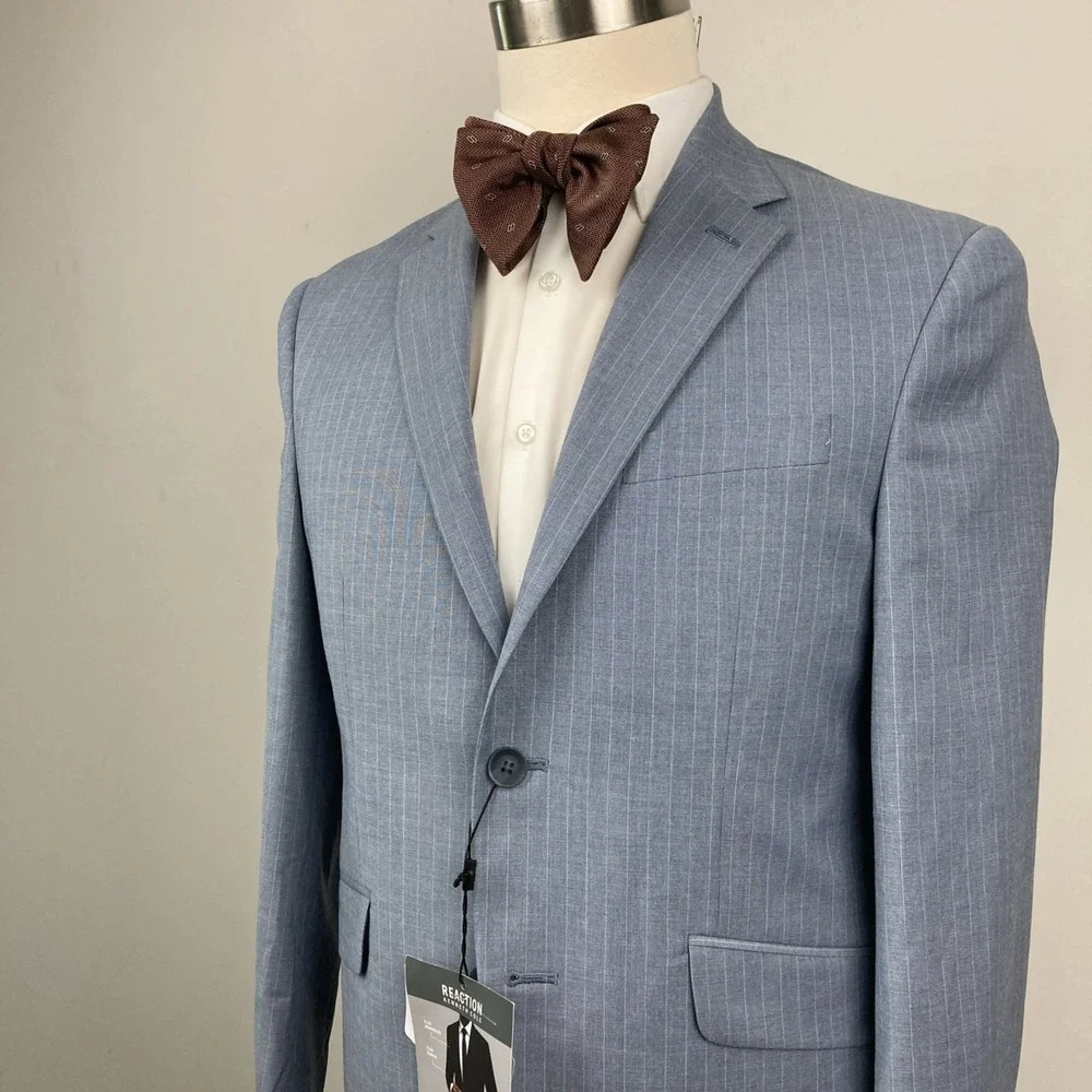 Kenneth Cole Reaction Men's Pinstripe Slim-Fit Techni-Cole Suit Blue 38S 30W 30L